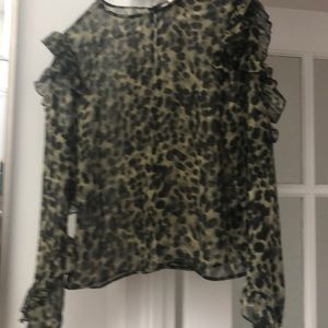 Olive and black sheer blouse